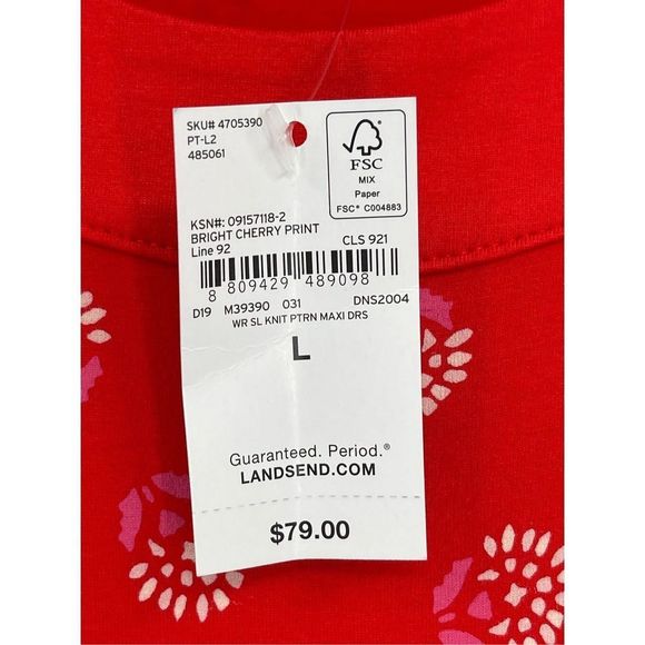 Lands End Maxi Dress Women’s Large Red Tank Sleeveless Long‎ Bright Cherry Print - Picture 6 of 12